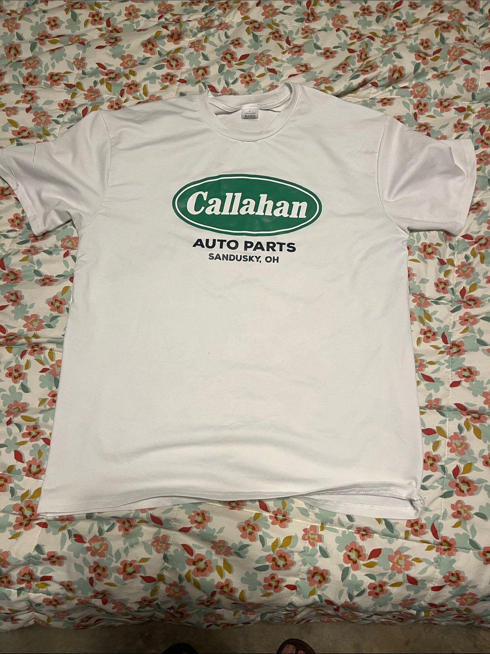 Callahan White Tee with Green Logo - Men